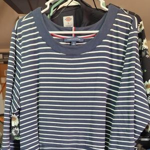 Tommy Hilfiger navy/white striped plus size midi A-line dress